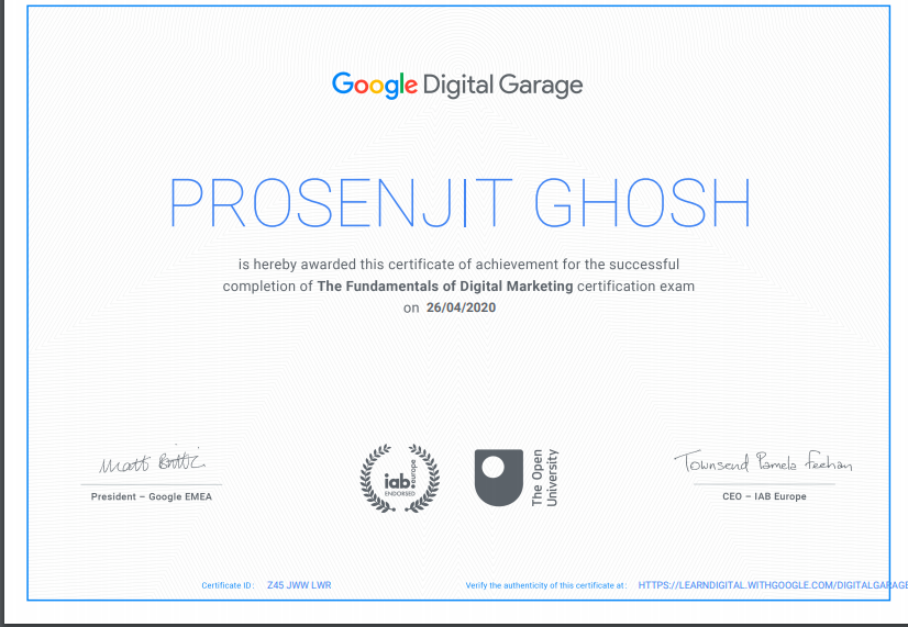 Google CERT Digital marketing
